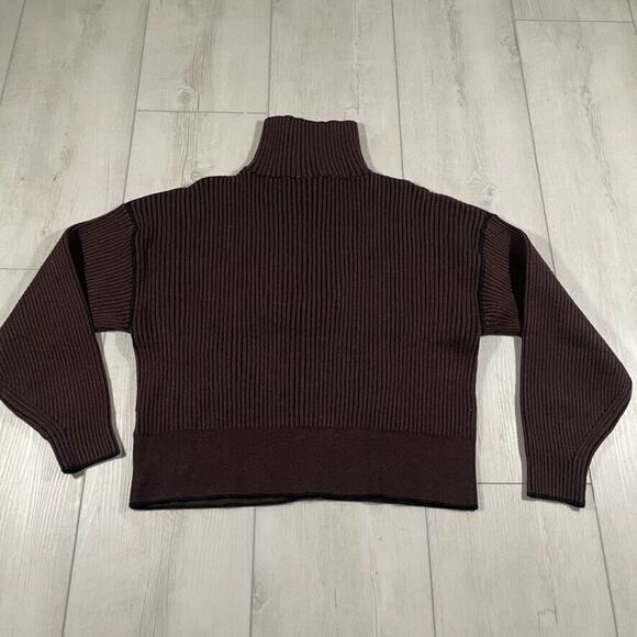 Varley Women Medium Carmen Zip Through Rib Knit Pullover Sweater Cardigan Brown - Picture 3 of 12